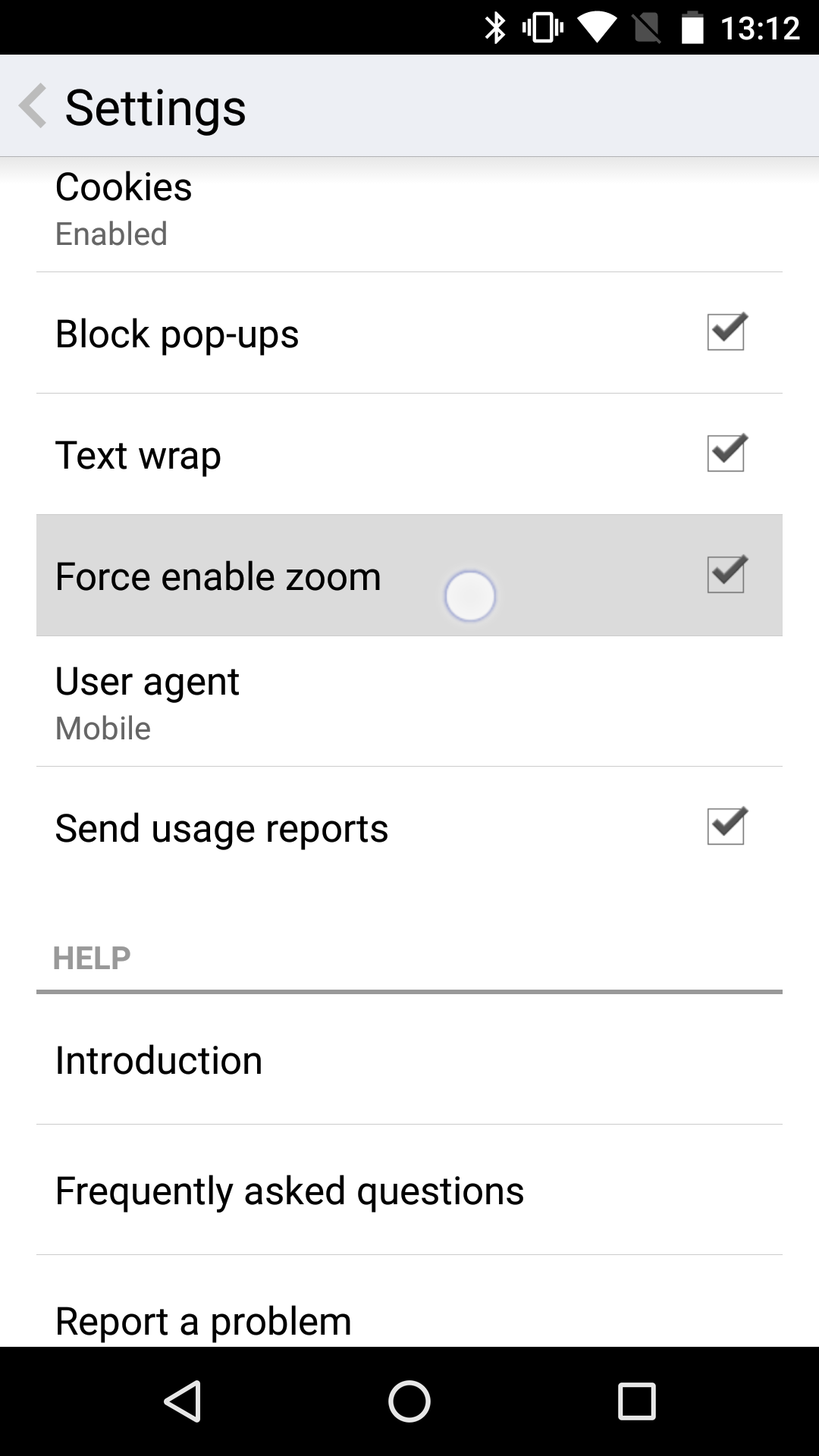 Opera/Android's 'Force enable zoom' setting