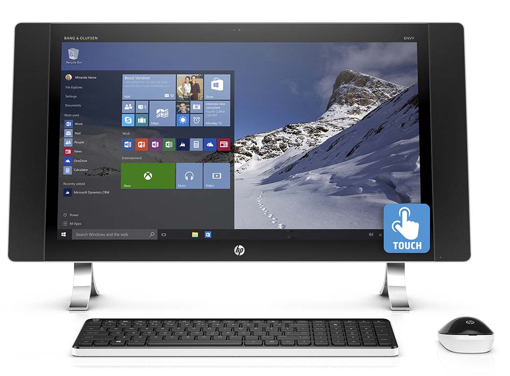 All-in-one windows desktop device with touchscreen