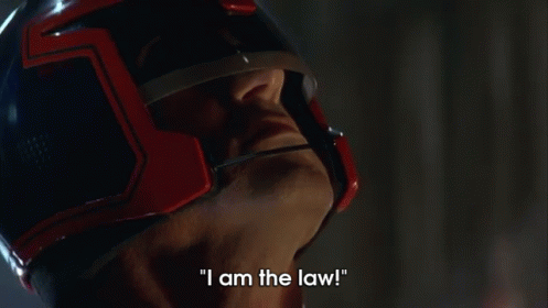Animation loop from Judge Dredd (1995) - Dredd shouting 'I am the law'