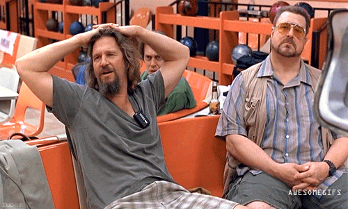 Animation loop from The Big Lebowski: the dude sitting at the bowling hall, shaking his head