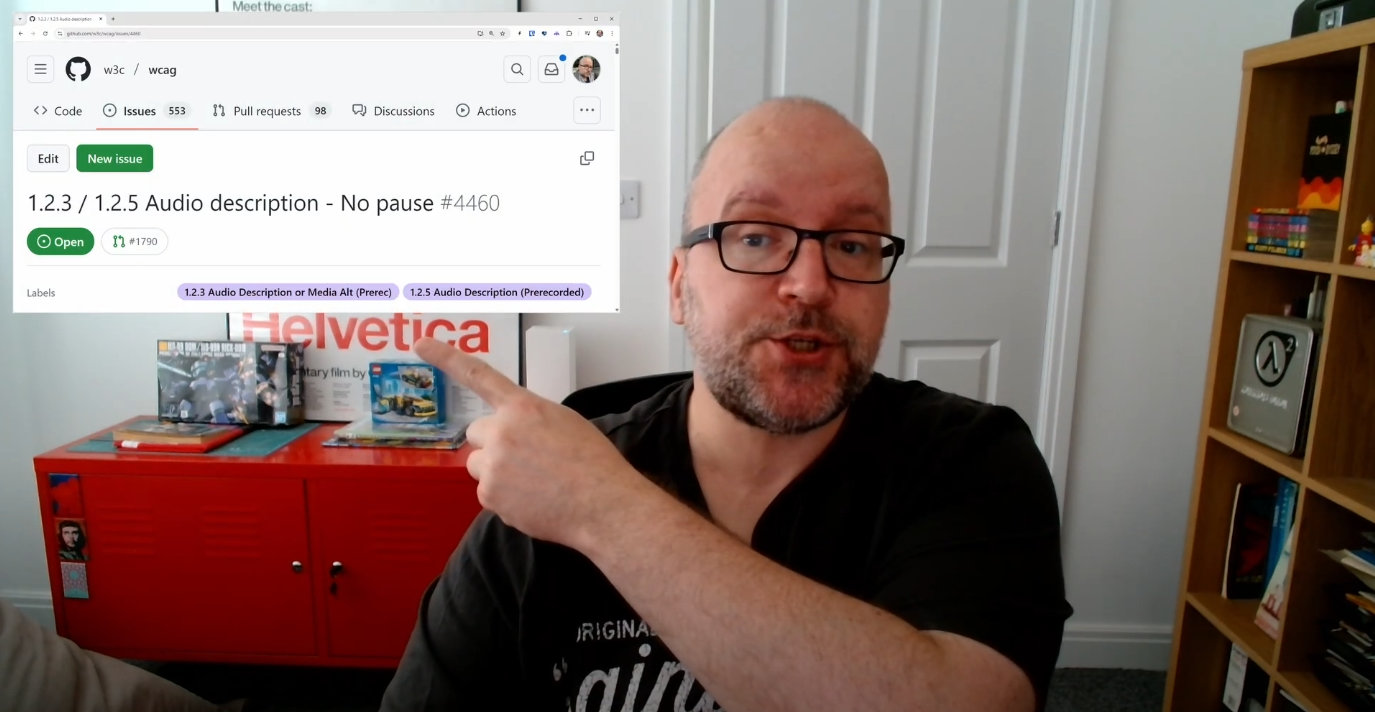 Still from the video: WCAG Audio Description discussion/issue - illustrative example